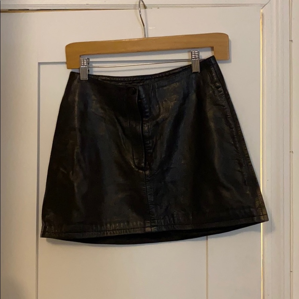 Leather mini skirt